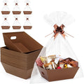 AFOROEOA 20PACK Baskets for Gifts Empty, 12x10x4” Thick Brown Gift Basket with Handles, 20 Bows & 20 Bags - Empty Gift Baskets for Christmas, Thanksgiving, Wedding, Birthday Party, Wrapping Gifts