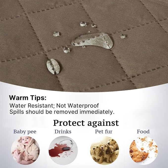 H.VERSAILTEX Water Repellent Chair Slipcover Reversible Stain and Dog Tear Resistant Slipcover Durable Furniture Protector with Elastic Strap Washable Chair Cover for Pet(Armchair, Taupe Brown/Beige)