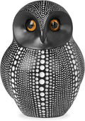 Torre & Tagus 6" Dotted Black Owl Decor - Burrowing Owl Statue with White Dots for Home Decor, Cute Bird Figurine as Tabletop Sculpture on Book Shelf, TV Console, Fireplace or Wedding Gift (Debossed)