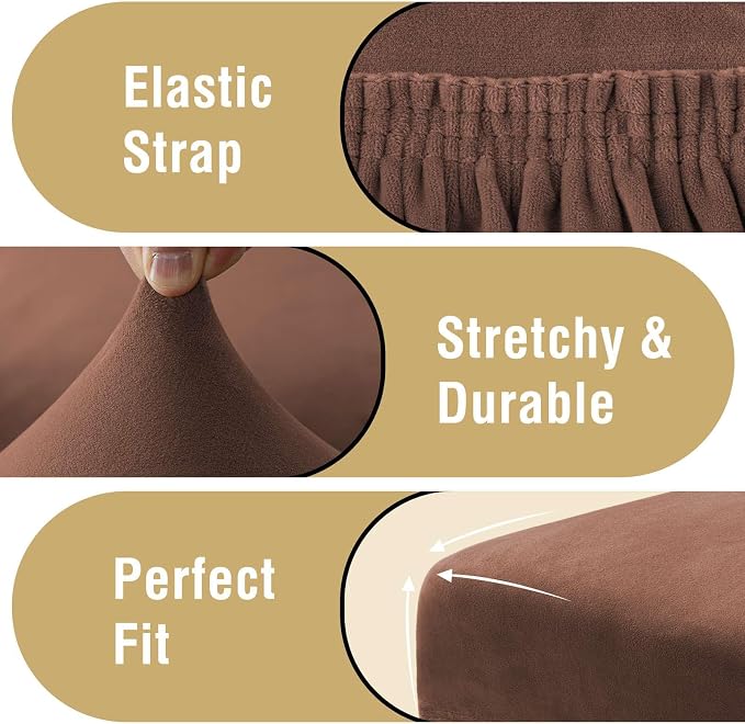 H.VERSAILTEX Velvet Dining Chair Covers Stretch Chair Covers for Dining Room Set of 2 Parson Chair Slipcovers Chair Protectors Covers Dining, Soft Thick Solid Velvet Fabric Washable, Caramel Cafe