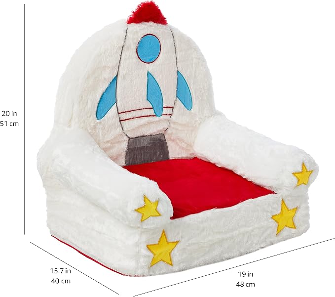 Amazon Basics Children's Plush Toddler Chair for Bedroom, Rocket, Multicolor