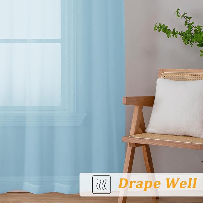 Gwine Sky Blue Valances for Windows, Small Light Filtering Rod Pocket Cafe - Image 7