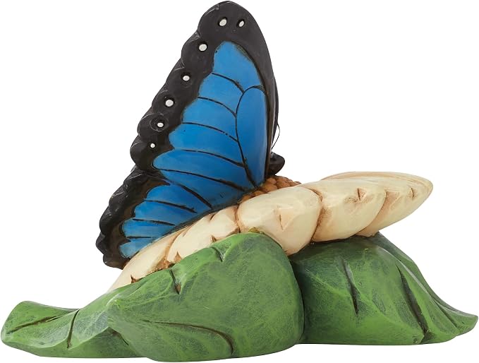 Enesco Jim Shore Heartwood Creek Mini Blue Morpho Butterfly Figurine- Stone Resin Hand Painted Crafted Collectible Decorative Animal Mini Figurines Home Decor Statue, 3 Inch