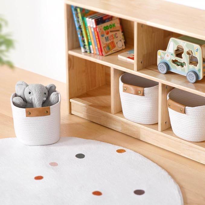 OOOK Storage Basket Set, 3 Pack Baskets for Shelves, White Storage Baskets for Organizing Toys, 11.4"Lx9.4"Wx7.4"H | Soft Cotton Fabric, Suitable for OOOK Shelves, Kids Toy Storage, 11.4"Lx9.4"Wx7.4"H, Smooth Comfortable Surface.