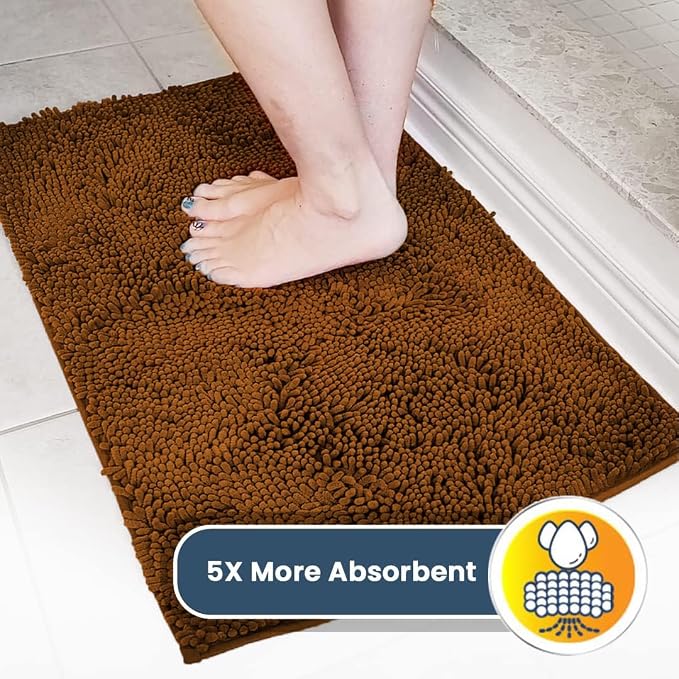 Muddy Mat® | Super Water Absorbent Door Mat Indoor, Microfiber Quick Dry Chenille Entryway Rug, Slip Resistant Front Door Mat, Indoor Mats for Entryway, Machine Washable Pet Rug, Amber 24" x 120"