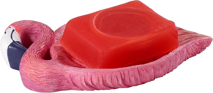 Avanti Linens - Soap Dish, Hand-Painted Countertop Accessories, Textured Bath Decor (Flamingo Paradise Collection)