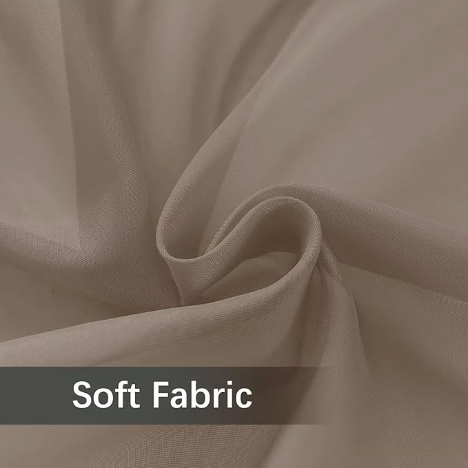 youleyar Solid Sheer Rod Pocket Curtain Voile Draperies 2 Panels White Beige Black Grey Ivory 52 Inch Width 63 Inch Long 1 Pair for Kitchen Bedroom Children Living Room Yard (Taupe,52Wｘ63L)