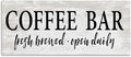 Coffee Bar Open Sign Rustic Grain, 10 x 24 Inch Canvas Wall Art | Stupell Industries · By Lettered and Lined · Ready to hang · Great for kitchen or coffee nook · Made in USA