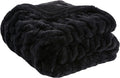 Madison Park Ruched Fur Throw Faux Fur Blanket for Sofa, 50" x 60", Black | Luxury, Premium, Soft Cozy Brushed Long Pile, All Season Plush Modern OEKO- TEX Certification Warm For Bed, Couch or Sofa