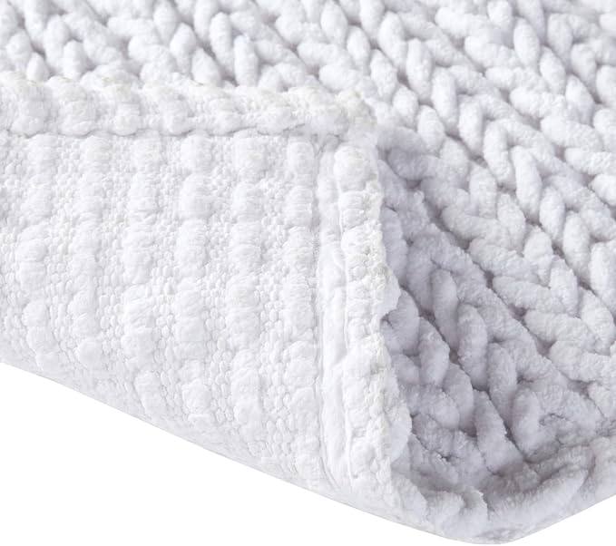 Madison Park Lasso Cotton Bath Rug Non-Slip Absorbent, 20 x 30, White | Quick Dry, Soft Pile, Machine Washable, OEKO-TEX Certified