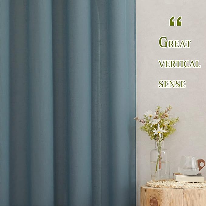 NICETOWN Smoke Blue Linen Sheer Curtains 45 inch Long - Image 5