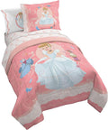 Disney Princess Full Size Comforter Set 7 Piece Kids Bedding, Pink | Cinderella, Bed in a Bag, Comforter Sheets Shams Pillowcases, Official Brand, Soft Microfiber, Machine Washable, Girls Gift