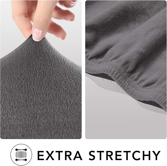 PureFit Stretch Chair Covers Fleece Couch Covers for Sofa Light Gray | 1-Piece Spandex Couch Cover Soft Couch Protector, Sofa Cover Washable with Non Skid Foam and Elastic Bottom for Kids, Dogs