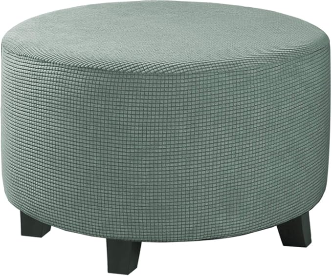 H.VERSAILTEX Ottoman Cover Stretch Ottoman Slipcover Round Ottoman Storage Cover Folding Stool Covers Furniture Protector Cover for Footrest Ottoman Fit Dia 20" - 23", Sage