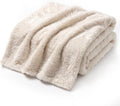 Americanflat Faux Fur Throw Blanket - Luxury 50x60 Extra Soft Plush Rabbit Fur, Reversible & Machine Washable Cozy Throw for Bed, Couch, Sofa, or Living Room Decor - Ivory, Cream, White