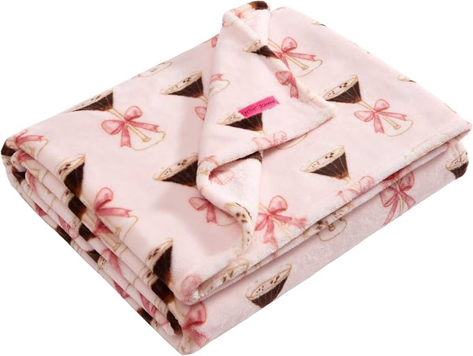 Betsey Johnson - Reversible Throw Blanket, 50 x 70, Ultra Soft Plush Blanket for Blanket for Bed & Couch, Betsey Martini Pink