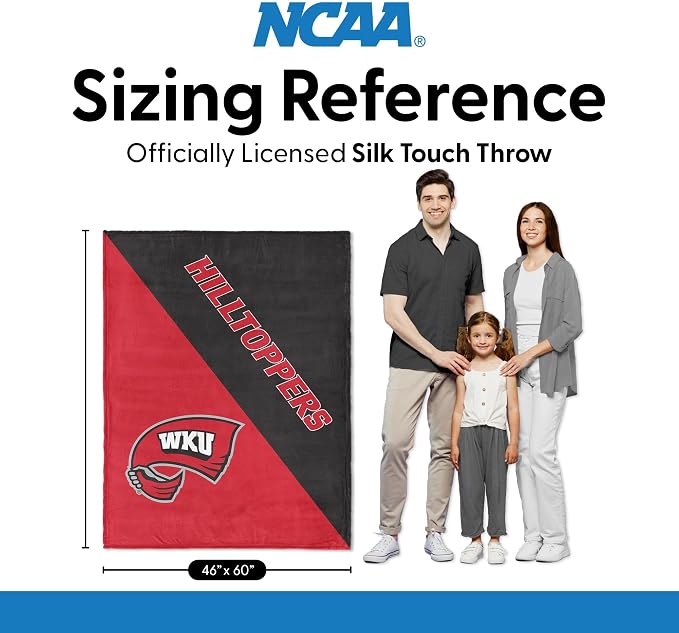 Northwest NCAA Silk Touch Throw Blanket, Ultra Soft Plush Polyester, Lightweight Warm Decorative Fan Gift, 46 x 60 in