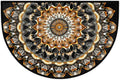 Boho Bohemia Gold Half Round Door Mat Non-Slip Semi Circle Rug Washable Half Moon Floor Rug Absorbent Bathroom Area Rugs for Outdoor Indoor Fireplace Mat Entryway Kitchen Decor Rugs