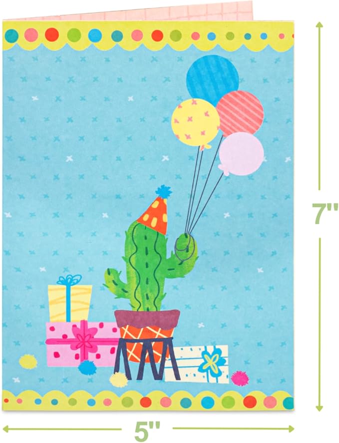 Paper Love Birthday Pop Up Cards 2 Pack - Includes 1 Birthday Butterfly and 1 Happy Birthday Cactus, For Adults or Kids -5" x 7" Cover - Includes Envelope and Note Tag