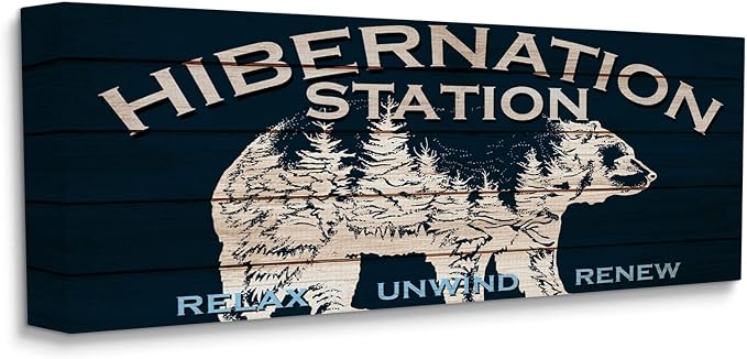 Hibernation Station Bear Trees, 20 x 48 Inch Canvas Wall Art | Stupell Industries · By Kim Allen · Ready to hang · Rustic lodge charm for cabin spaces · Made in USA