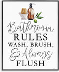 'Wash Brush & Always Flush'| Framed Giclee Art | Stupell Industries | Black, 11 x 14 Inches, Easy to Hang and Sturdy, Made in USA, by Lux + Me Designs