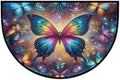 Abstract Butterfly Half Round Door Mat Semi Circle Rug Half Moon Doormat | Abstract Butterfly Soft Washable Welcome Entrance Mat for Outdoor Indoor Floor Bedroom Bathroom Home Kitchen Festival Decor