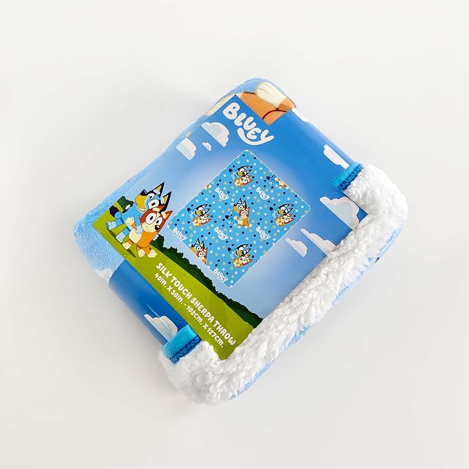Northwest Bluey Silk Touch Sherpa Throw Blanket, 40" x 50", Happy Times
