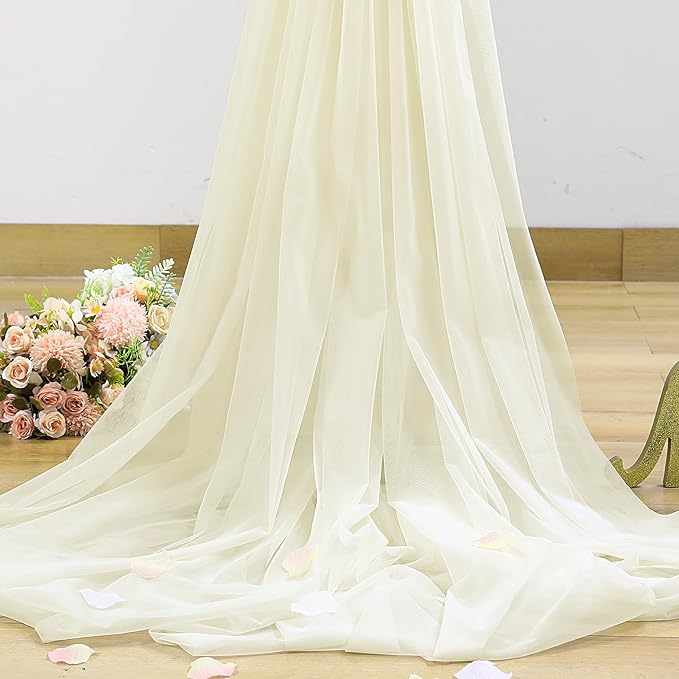 Ivory Tulle Backdrop Curtain for Wedding Parties 10ft x 10ft Sheer Backdrop - Image 7