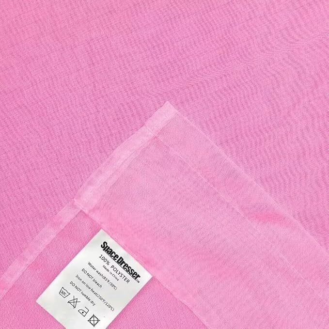 SpaceDresser Basic Rod Pocket Sheer Voile Window Curtain Panels Pink 1 Pair 2 Panels 52 Width 108 Inch Long for Kitchen Bedroom Children Living Room Yard（Pink, 52W x 108L）