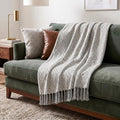 Americanflat 50x60 Throw Blanket - Soft and Breathable Cotton Throw Blanket for Couch, Bed, Chair - Decorative Blankets Perfect for Home, Office, or Outdoor Use - Grey and White Mini Diamond Design
