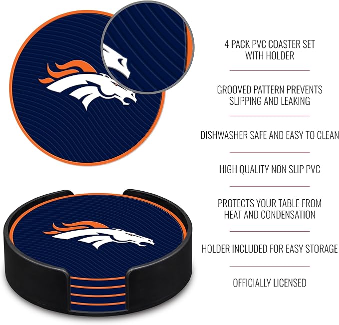 Rico Industries NFL Football Classic Favorites: PVC Coaster Set (4-Pack)