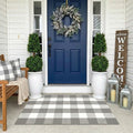 Buffalo Plaid Rug 2'4''x 3'7'' Grey and White Front Door Mat Reversible Layered Porch Rug Washable Hand Woven Cotton Area Rug for Indoor Outdoor Entryway Patio Porch Decor