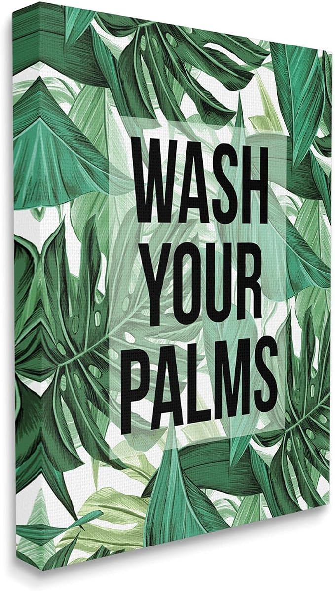 Stupell Industries Bathroom Palm Phrase, 30 x 40 Inch Canvas Wall Art | Stupell Industries · By Lil' Rue · Ready to hang · Great for bath and laundry spaces · Made in USA