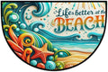 Beach Sea Summer Half Round Door Mat Non-Slip Semi Circle Rug Washable Half Moon Floor Rug Absorbent Bathroom Area Rugs for Outdoor Indoor Fireplace Mat Entryway Kitchen Decor Rugs
