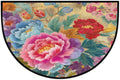 Flower Half Round Door Mat Semi Circle Rug Half Moon Doormat | Soft Washable Colorful Ornate Welcome Entrance Mat for Outdoor Indoor Floor Bedroom Bathroom Home Kitchen Festival Decor