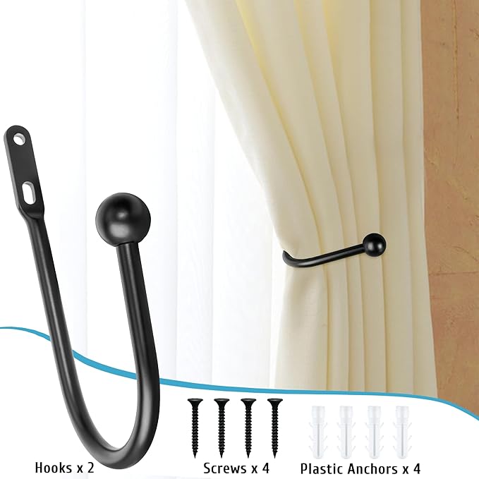 VRSS Wall Mount Curtain Tiebacks Drapery Holdbacks Curtain Holdback Hooks 6" L - Image 7