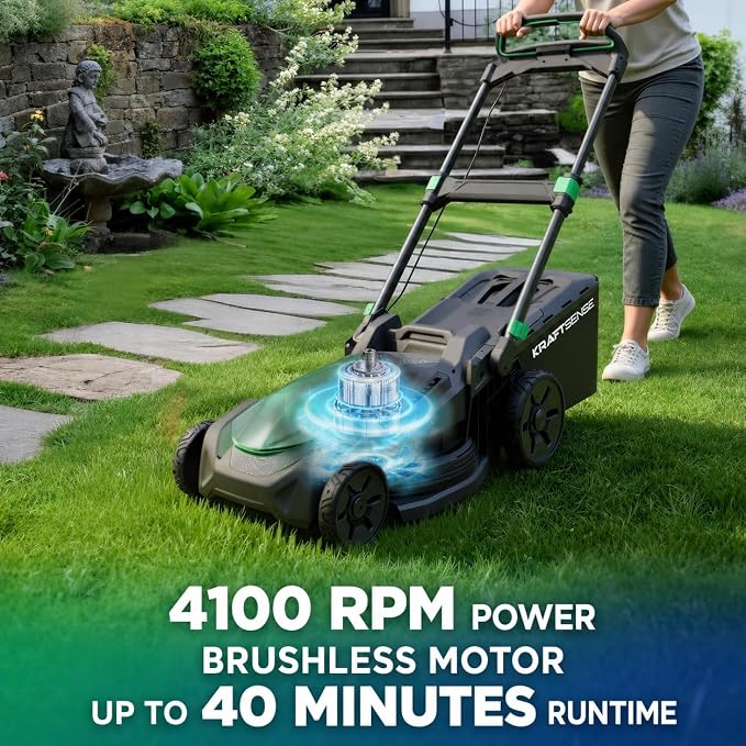 21" 40V Max Brushless Cordless Electric Push Lawn Mower | Includes two 20V Max 8.0Ah batteries and charger; 296Wh total rated energy and 3-in-1 mowing for medium-to-large yards.