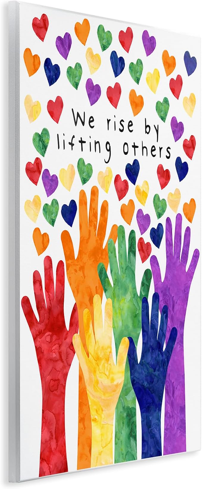 Rainbow Hand Hearts Affirmation, 13 x 19 Inch Mounted Print on Wall Plaque | Stupell Industries · By Erica Billups · Ready to hang · Kids room · classroom · playroom friendly · Made in USA