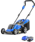 Wild Badger Power 40V 18-In Brushless Cordless Electric Lawn Mower | 18-in brushless push mower for small-to-medium lawns; 5 cut heights, 3-in-1 clipping modes, 40V 4.0Ah battery and charger.