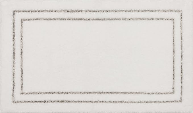 Mohawk Home Corona Casual Geometric White 2' X 3' 4" Machine Washable Bath Mat Perfect for Bathroom