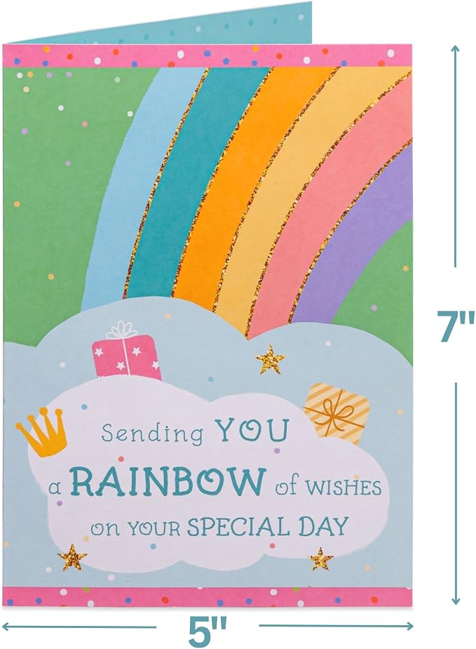 Paper Love Birthday Pop Up Cards 2 Pack - Includes 1 Butterfly Birthday Cake and 1 Happy Birthday Rainbow, For Adults or Kids -5" x 7" Cover - Includes Envelope and Note Tag