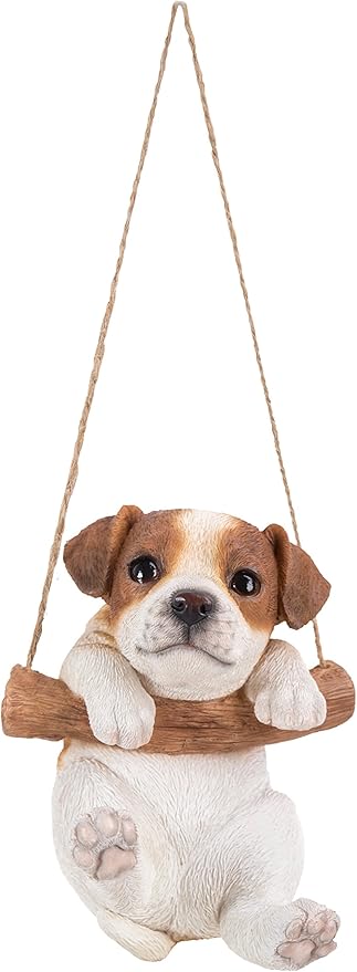 Hi-Line Gift Ltd, Hanging Pet Pals Jack Russell Terrier Puppy, 5-inch Height, Indoor Outdoor Statue Figurine