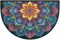Mandala Half Round Door Mat Semi Circle Rug Half Moon Doormat | Soft Washable Bohemian Floral Welcome Entrance Mat for Outdoor Indoor Floor Bedroom Bathroom Home Kitchen Festival Decor