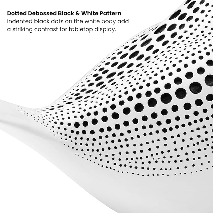 Torre & Tagus 5" Resting Bird Statue for Home Decor & Office Decoration, White Finish with Indented Black Polka Dots for Indoor Book Shelf, Entryway Console, Bedroom & Wedding Gift (Debossed Bird)