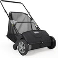 Garvee Push Lawn Sweeper, 21inch Leaf & Grass Collector - Black
