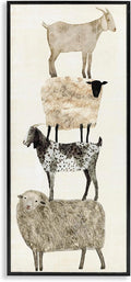Stacked Sheep and Goats Farm Animals, 13 x 30 Inch Framed Giclée Print | Stupell Industries · By Victoria Borges · Ready to hang · Charming country decor for kitchen or living room · Made in USA