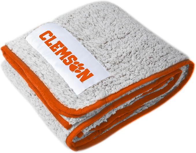 Logo Brands NCAA Frosty Fleece Blanket (50" x 60") – Soft & Warm Sherpa Material with Team Logo, Team Color Trim, Great Gift for Alumni & Students