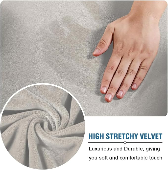 H.VERSAILTEX Wingback Chair Covers Velvet Plush Wing Chair Slipcover 1 Piece High Stretch Wing Back Chair Slipcovers Sofa Cover Furniture Cover with Elastic Bottom, Oatmeal