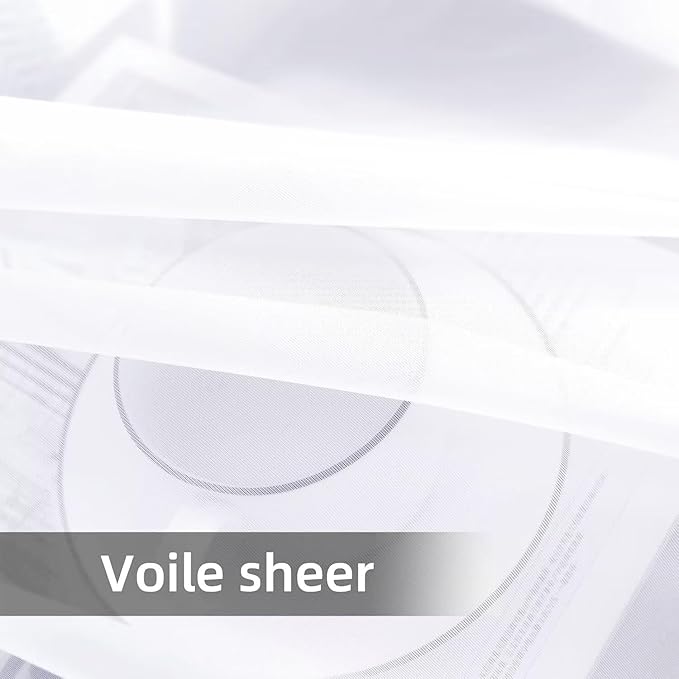 youleyar Solid Sheer Rod Pocket Curtain Voile Draperies 4 Panels White Beige - Image 6
