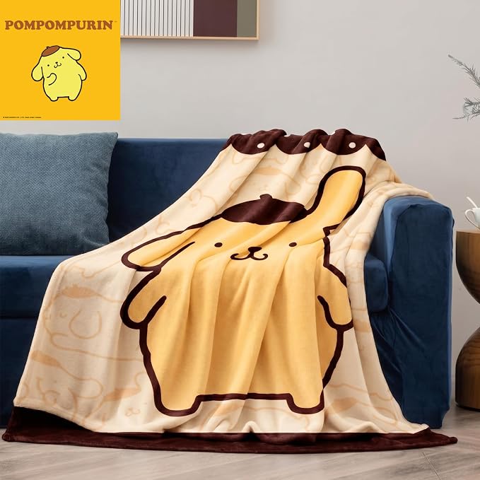Sanrio Pompompurin My Pom Bedding Plush Blanket 90 in x 62 in – Soft Cozy Throw for Couch, Bed & Travel, Collectible Gift (Officially Licensed Product) by Franco Collectibles®